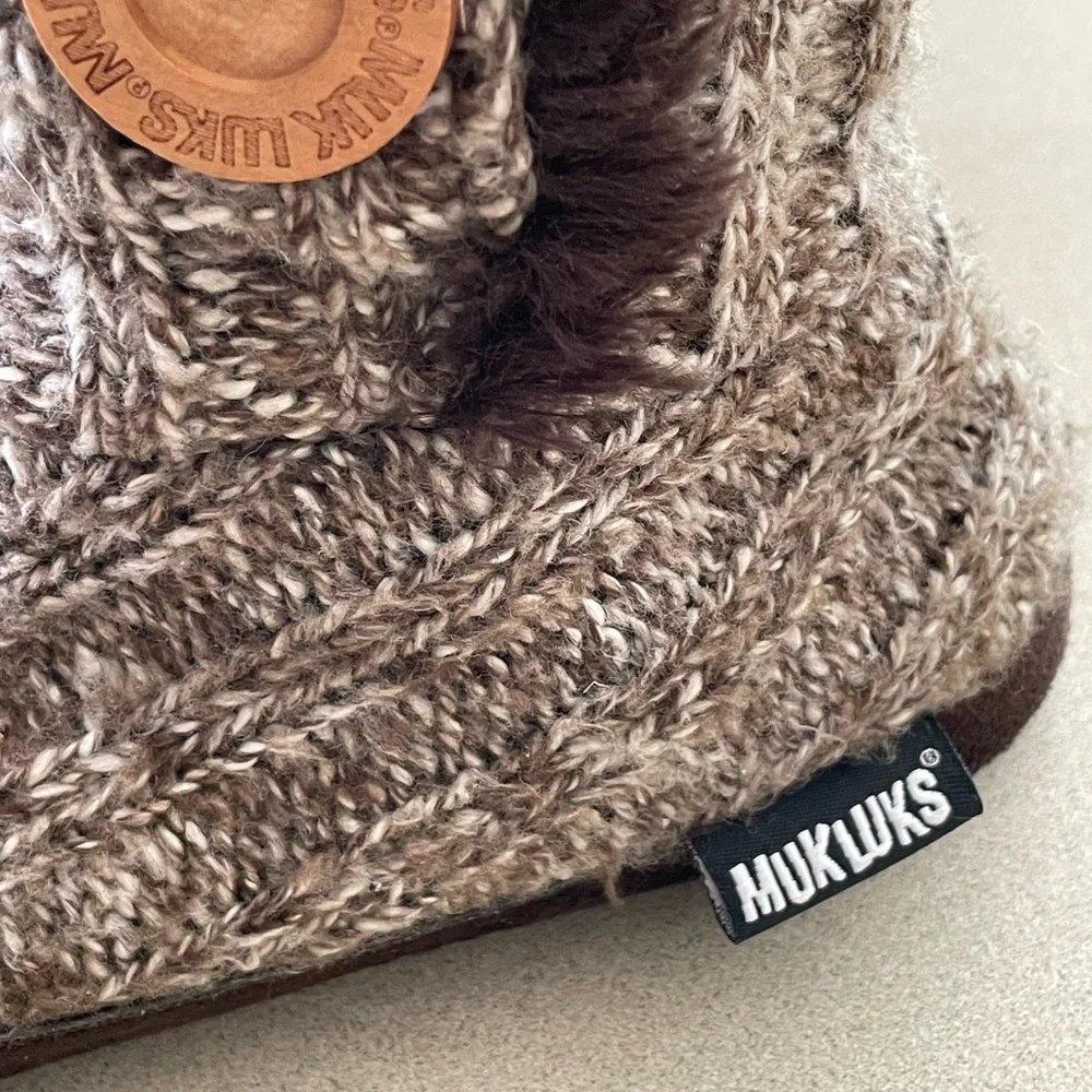 Muk Luks Women’s Malena Slouch Boots Brown Flat Heel Warm and Cozy XL